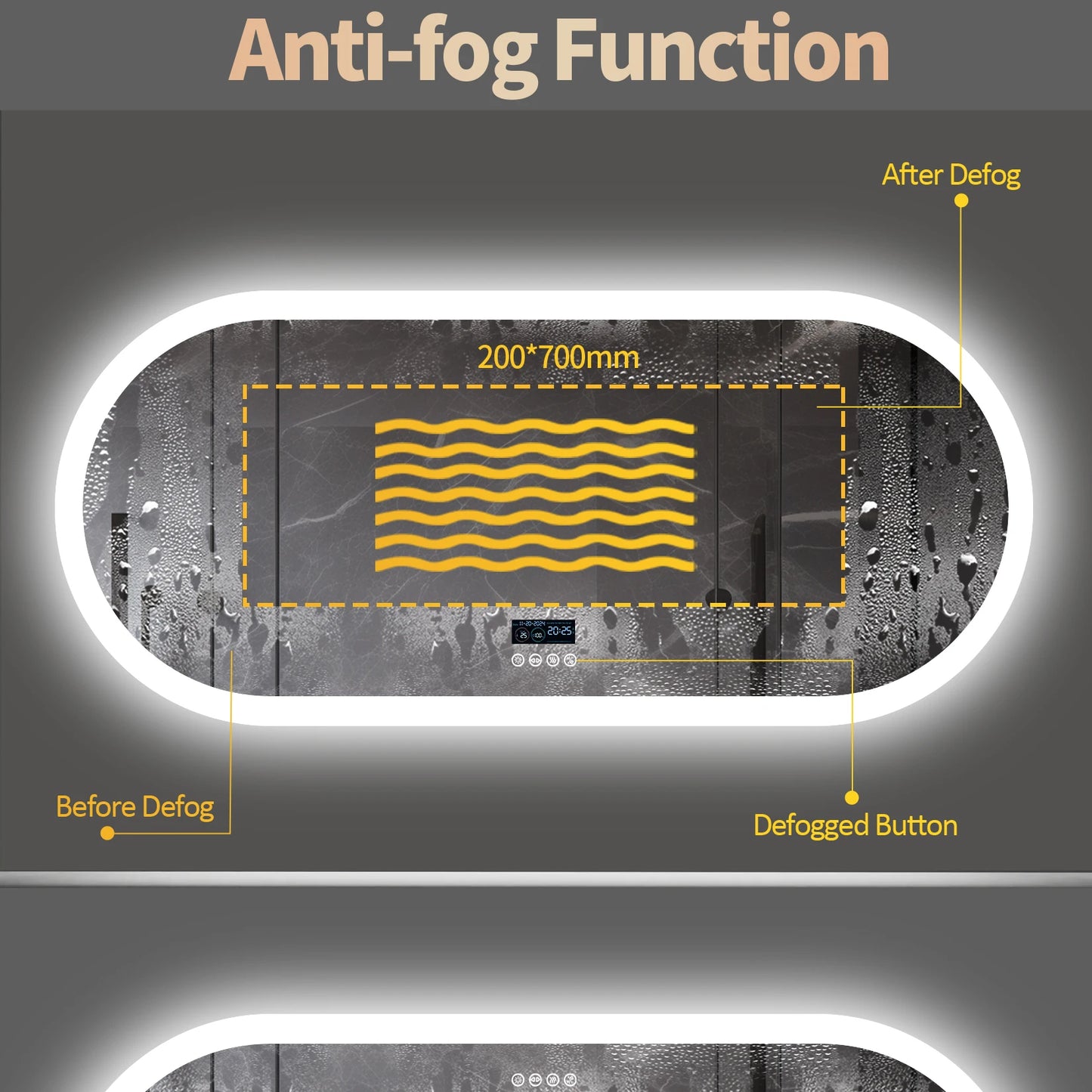 Oval LED Bathroom Mirror with Lights, Anti-Fog, Bluetooth Speaker, 3 Colors Temperature Dimmable Lighted Mirrors Waterproof