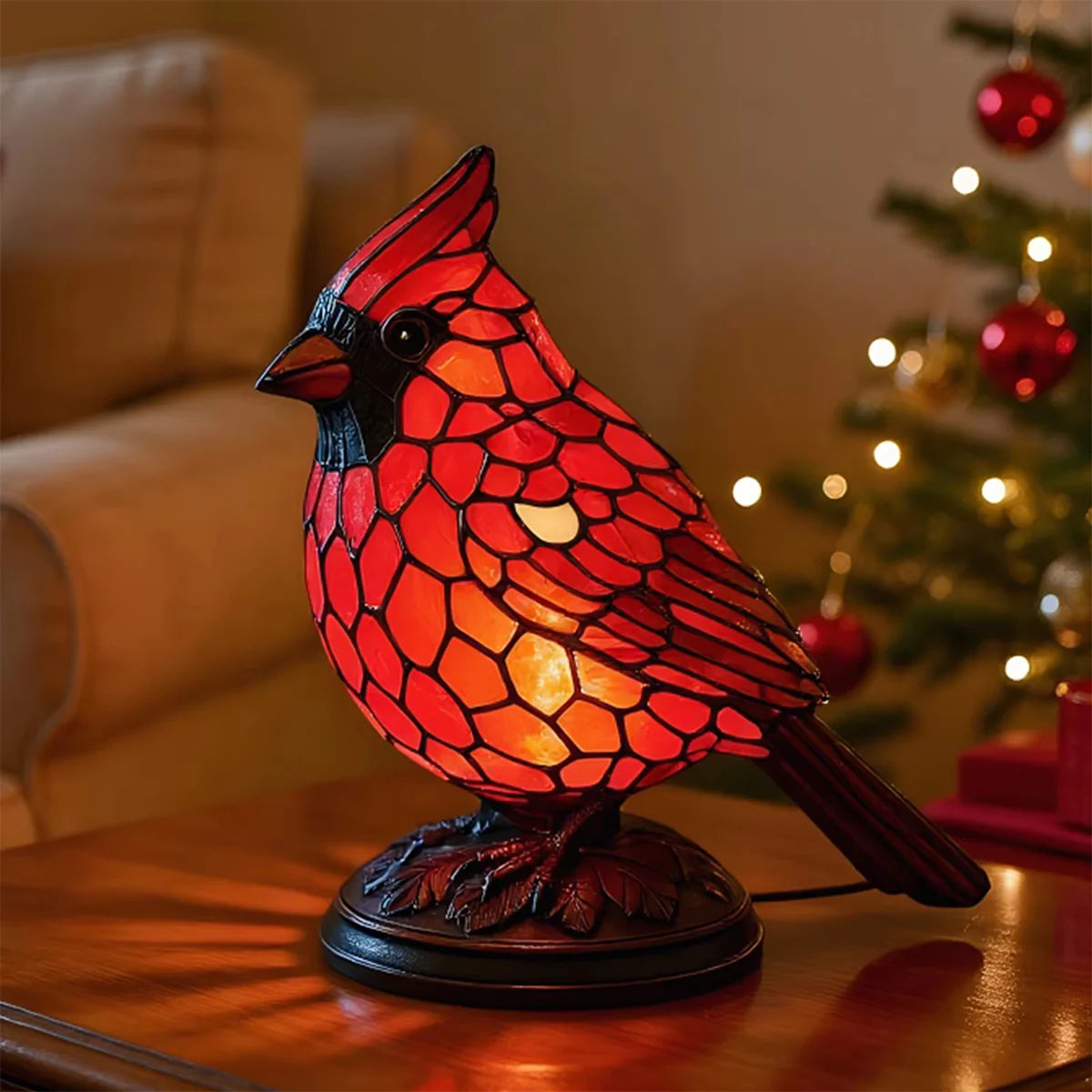 Cardinal Lamp Table Decor Gift Living Room Creative Night Light Bedside For Bedroom With Usb Bedroom Lamps Decoration Red Modern