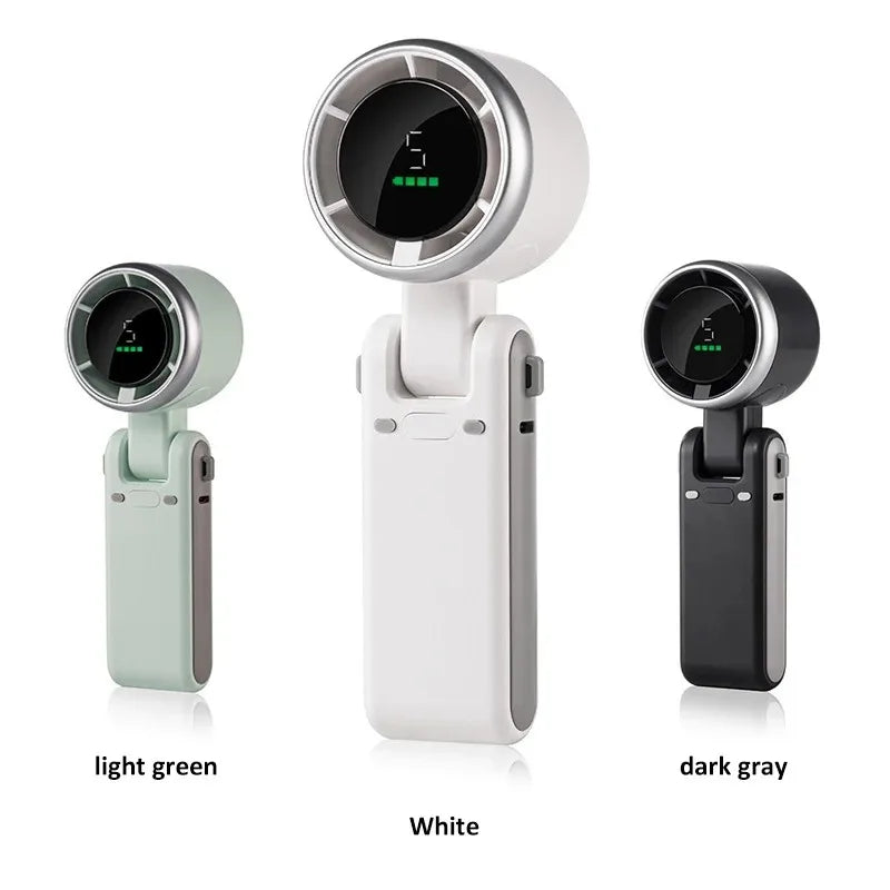 Portable Handheld Fan USB Rechargeable, Multi-functional Foldable Mini Fan, Turbine Strong Wind for Table Desk Office Travel
