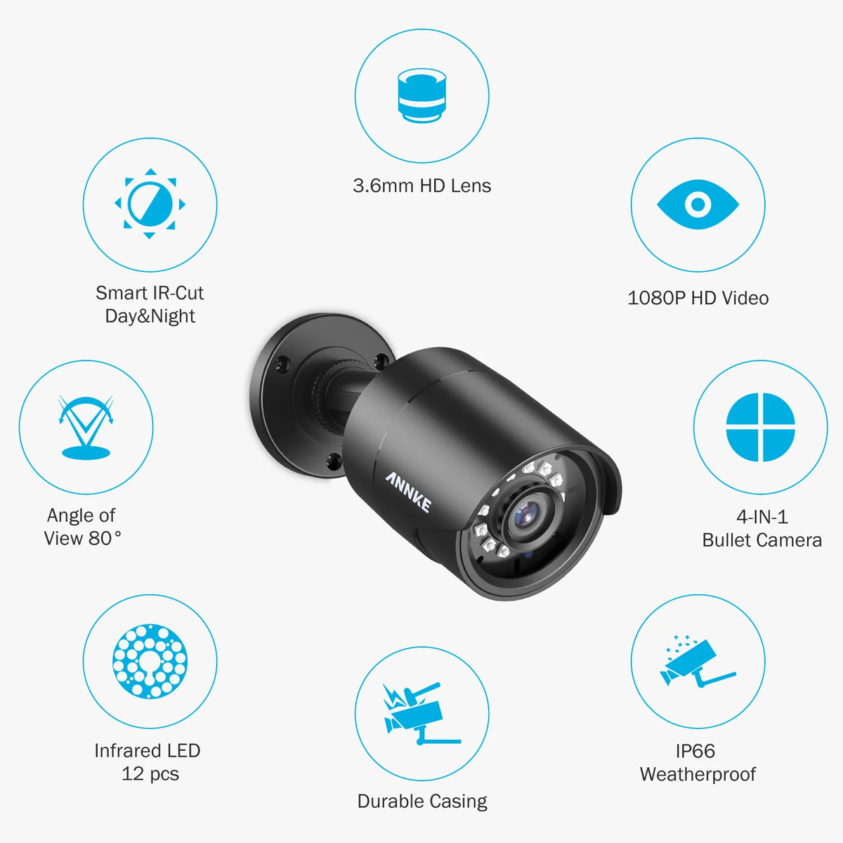 ANNKE 1080P Cameras 4-in-1 TVI Full Color Night vision Bullet Security Camera 2MP Clear IR CCTV Surveillance Security Camera