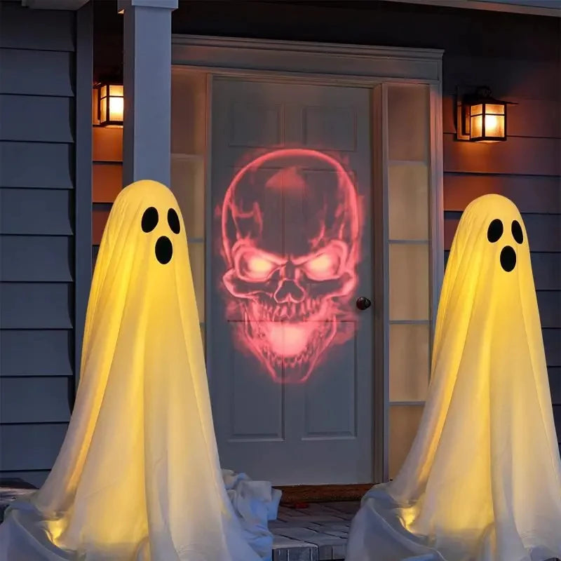 Spooky Ghost Halloween Decor With Light Strings Operated Front Door Standing Ghost Porch Courtyard Halloween Decor Outdoor