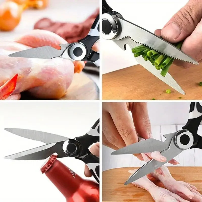 Heavy Duty Multifunctional Kitchen Scissors Stainless Steel for Cutting Poultry Vegetables Opening Bottles Cracking Nuts