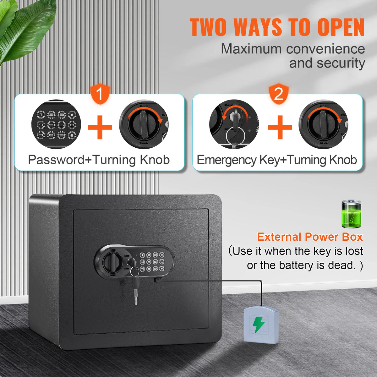 SucceBuy 1.2Cubic Feet Electronic Safe Deposit Safe Box W/ Digital Access & Override Keys for Money Gun Jewelry Document Home