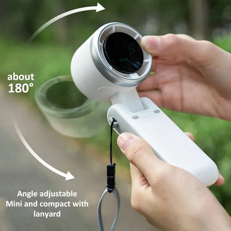 Portable Handheld Fan USB Rechargeable, Multi-functional Foldable Mini Fan, Turbine Strong Wind for Table Desk Office Travel