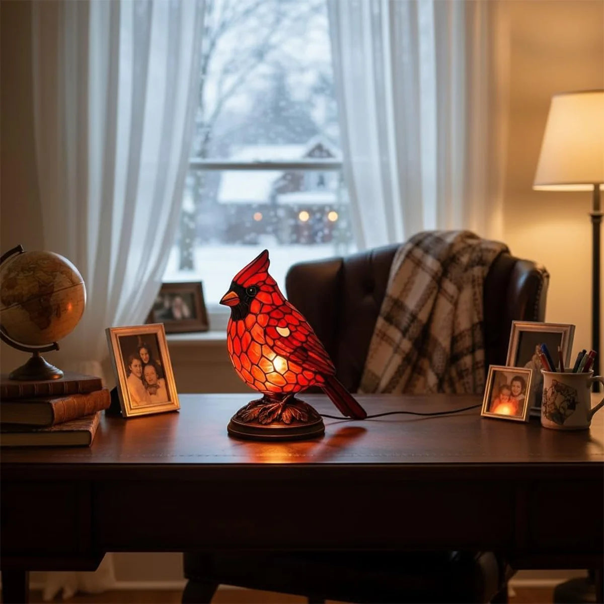 Cardinal Lamp Table Decor Gift Living Room Creative Night Light Bedside For Bedroom With Usb Bedroom Lamps Decoration Red Modern