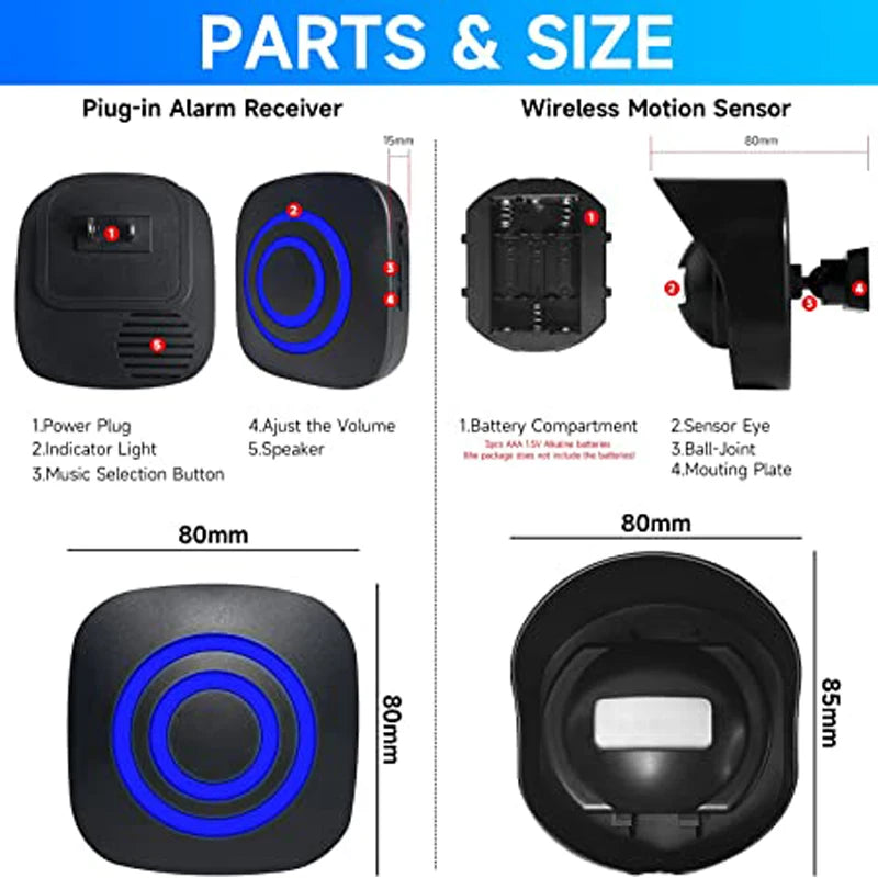 656ft Motion Sensor Outdoor Home Security Wireless Home Security Driveway Alarm,Wireless Driveway Alarm Doorbell