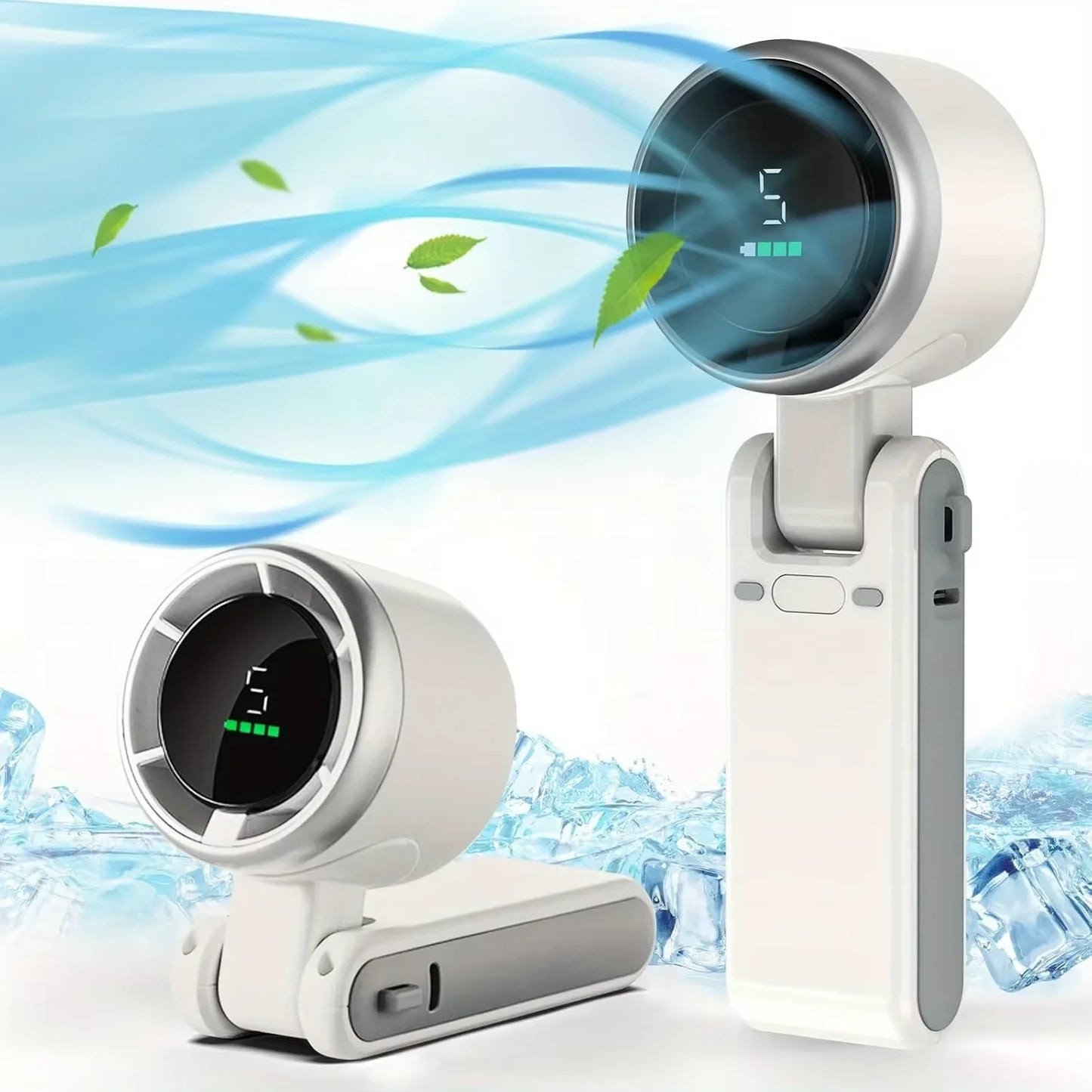 Portable Handheld Fan USB Rechargeable, Multi-functional Foldable Mini Fan, Turbine Strong Wind for Table Desk Office Travel