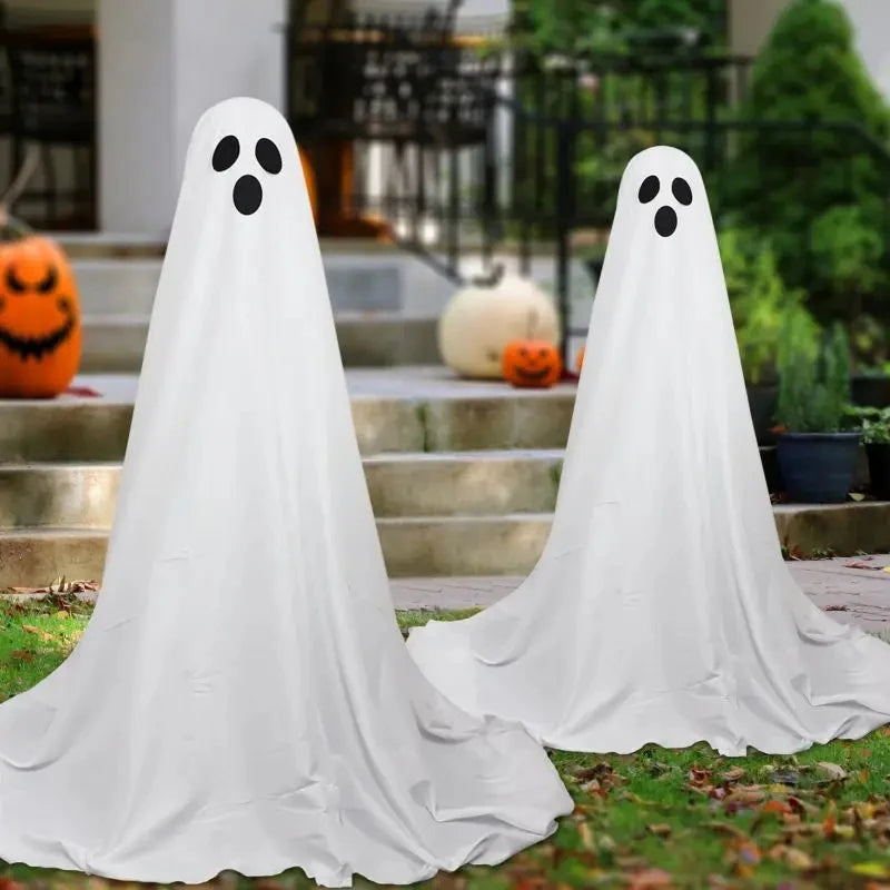 Spooky Ghost Halloween Decor With Light Strings Operated Front Door Standing Ghost Porch Courtyard Halloween Decor Outdoor