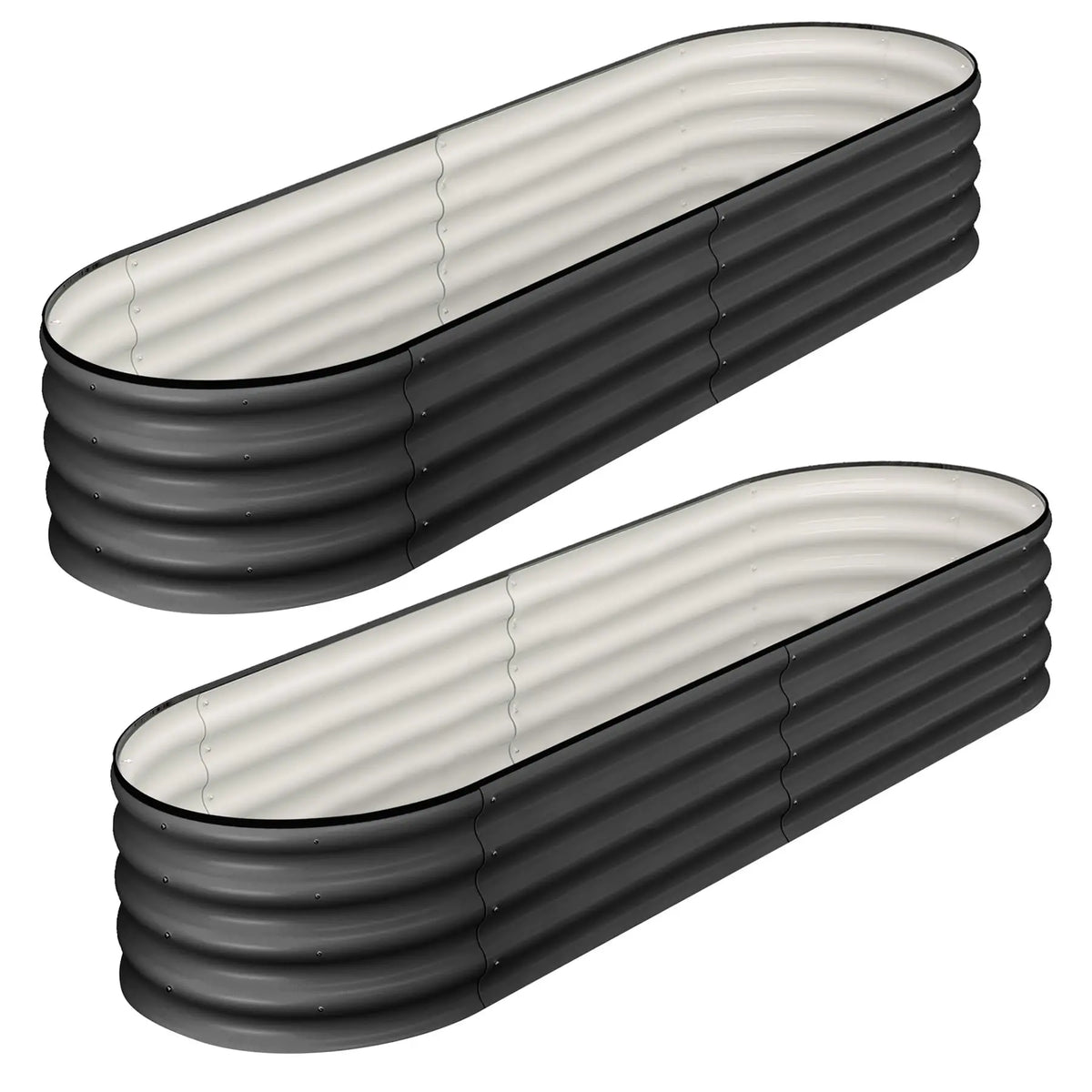 2 Pack 4.5x2x1FT Oval Raised Garden Bed, Galvanized Metal Planter Box, Open Bottom For Vegetables Flowers Outdoor