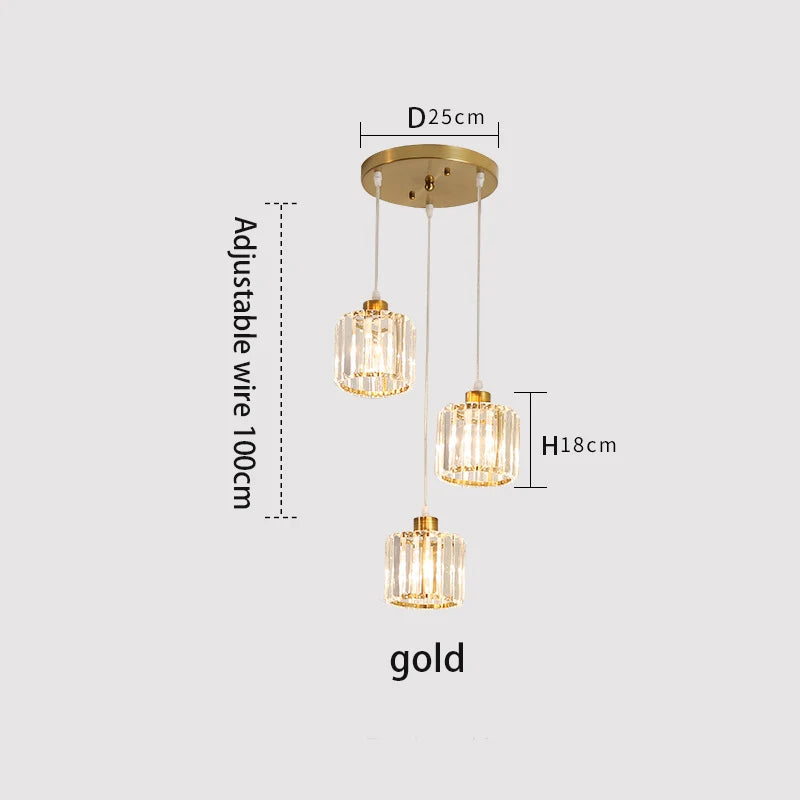 Minimalist Modern K9 Crystal Ceiling Lamp Nordic Staircase Chandelier Creative Living Dining Room Fixtures Hanging Pandent Light